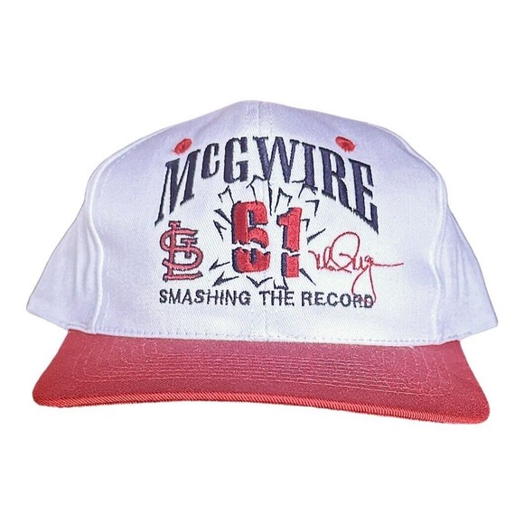 NWT Vintage St Louis Cardinals Mark Mcgwire 60 Home Run Record SnapBack Hat - Picture 1 of 3